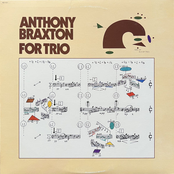 Image of Front Cover of 4724173E: LP - ANTHONY BRAXTON, For Trio (Arista ; AB 4181, US 1978, Incl fold-out booklet.)   VG+/EX