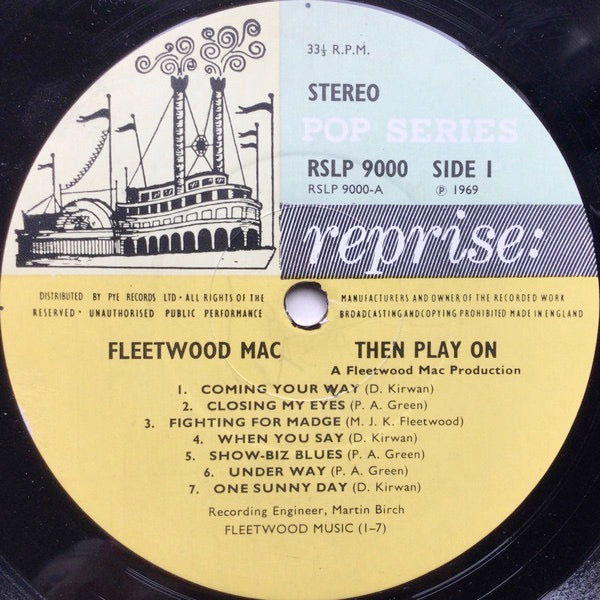 Image of Label Cover of 0145024S: LP - FLEETWOOD MAC, Then Play On (Reprise Records; RSLP 9000, UK 1969, Wide Spine Gatefold) Edge wear and small price sticker residue on cover. Lots of marks and hairlines on disc.  VG/G+