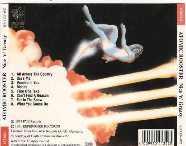 Image of Back Cover of 4734094E: CD - ATOMIC ROOSTER, Nice 'n' Greasy (Repertoire Records; RR 4134-WZ, Germany 1991, Jewel Case)   VG+/VG+