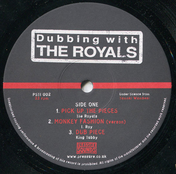 Image of Front Cover of 4744135S: 10" - THE ROYALS / I-ROY / KING TUBBY, Dubbing With The Royals (Pressure Sounds; PST1002, UK 2004, White Label Promo)   /VG+