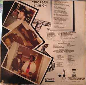 Image of Back Cover of 4724278E: LP - TENOR SAW, Tenor Saw Lives On: A Tribute To Tenor Saw (Sky High; SH 005 LP, Jamaica 1991) Some pressing dents but plays well.  VG+/VG