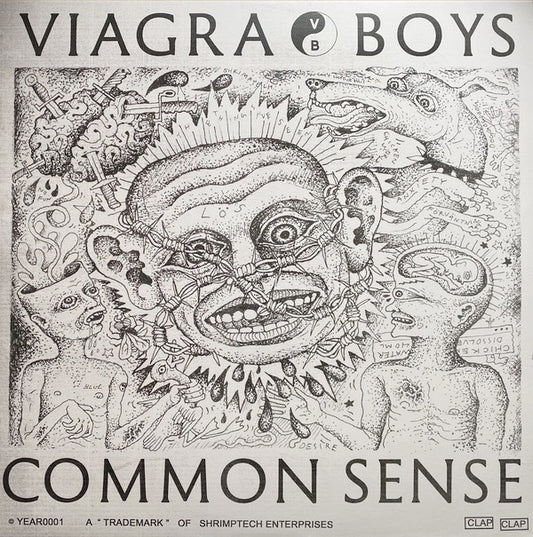 Image of Front Cover of 4724240E: 12" EP - VIAGRA BOYS, Common Sense (Year0001; YR0098, Sweden 2020, Inner, Blue Vinyl) Still In Stickered Shrinkwrap  EX/EX