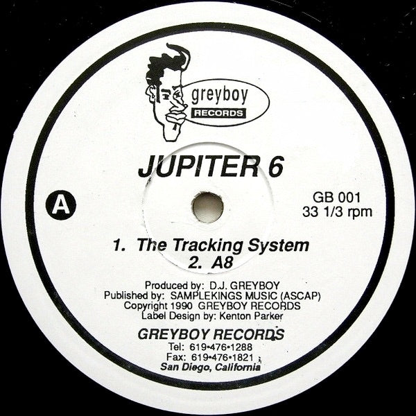 Image of Front Cover of 12" - /VG+ - JUPITER 6, The Tracking System (Greyboy Records; GB 001, US 1990, Plain Sleeve), Pen On label, A1	The Tracking SystemA2	A8B1	Banging The BoxB2	Section Two - 1846302S
