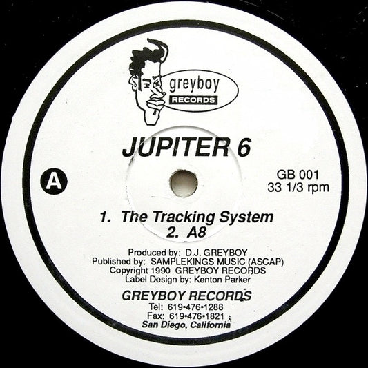Image of Front Cover of 12" - /VG+ - JUPITER 6, The Tracking System (Greyboy Records; GB 001, US 1990, Plain Sleeve), Pen On label, A1	The Tracking SystemA2	A8B1	Banging The BoxB2	Section Two - 1846302S