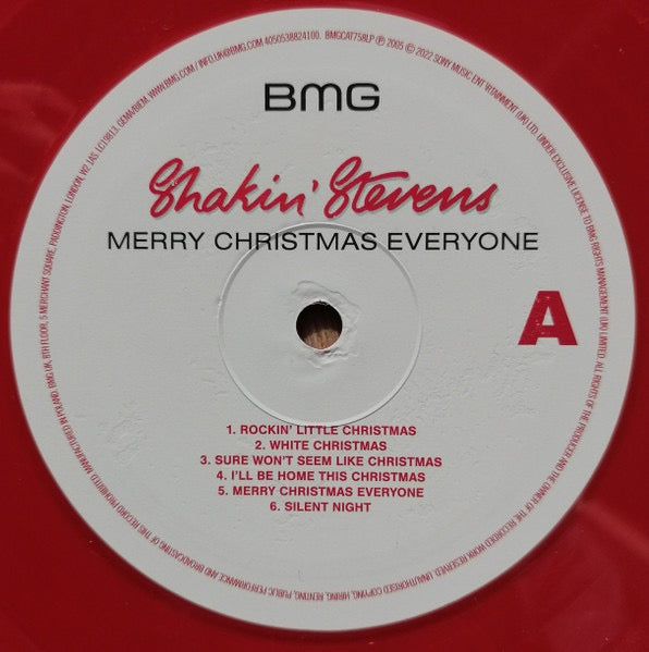 Image of Back Cover of 4714443C: LP - SHAKIN' STEVENS, Merry Christmas Everyone (BMG; BMGCAT758LP, Europe 2022 Reissue, Inner, Red Vinyl)   VG+/VG+