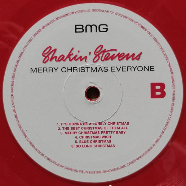 Image of Label Cover of 4714443C: LP - SHAKIN' STEVENS, Merry Christmas Everyone (BMG; BMGCAT758LP, Europe 2022 Reissue, Inner, Red Vinyl)   VG+/VG+