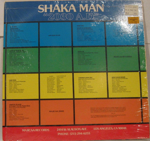 Image of Back Cover of LP - VG/VG+ - SHAKA MAN, 2030 A.D. (Majicaa Records ; 20001, US 1980s), ,  - 0416080C