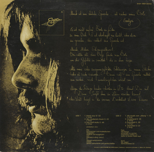 Image of Back Cover of 4724441E: LP - EROC, Eroc (Brain; 1069, Germany 1975)   VG/VG