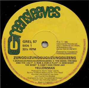 Image of Label Cover of LP - VG/VG - YELLOWMAN, Zungguzungguguzunggunzeng!!! (Greensleeves Records; GREL 57, UK 1983, Picture Sleeve), Strong VG across the board. Disc is glossy with some light hairlines.,  - 2116342C