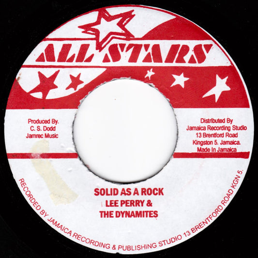 Image of Front Cover of 4714547C: 7" - LEE PERRY & THE DYNAMITES / DON DRUMMOND, Solid As A Rock / The Rocket (All Stars; , Jamaica 2013) Looks unplayed. JA press with pits and imperfections, noise from press.  /VG