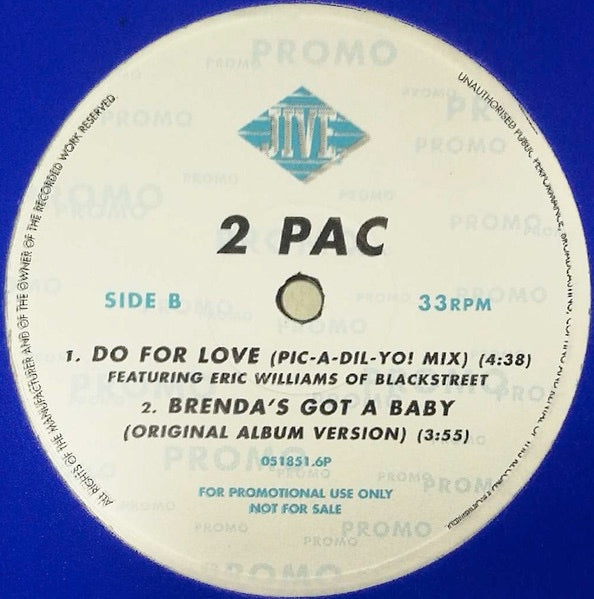 Image of Back Cover of 4714588C: 12" - 2PAC, Do For Love (Jive; 051851.6P, UK 1997, Promo, Die Cut Company Sleeve) Sticker ghost on front of sleeve. Some crease lines  VG/VG+