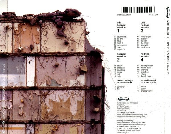 Image of Back Cover of 4754121S: 2xCD - MICK HARRIS, Hednod Sessions (Hidden Art; hi-art 20, UK 2005, Jewel Case)   VG/VG+