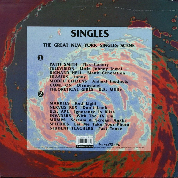 Image of Back Cover of 4724485E: LP - VARIOUS, Singles (The Great New York Singles Scene) (Danceteria; DANLP077, France 1991, Insert)   VG/VG