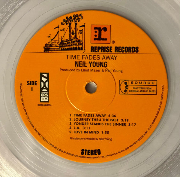 Image of Label Cover of LP - NEW/NEW - NEIL YOUNG, Time Fades Away 50 (Reprise Records; 093624859314, US 2023 Reissue, Large Folded  Insert, Clear Vinyl With Bonus Track), ,  - 0636023E