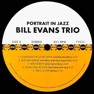 Image of Label Cover of 4714676C: LP - THE BILL EVANS TRIO, Portrait In Jazz (Groove Replica; 77035, Europe 2022 Reissue, With CD)   NEW/NEW