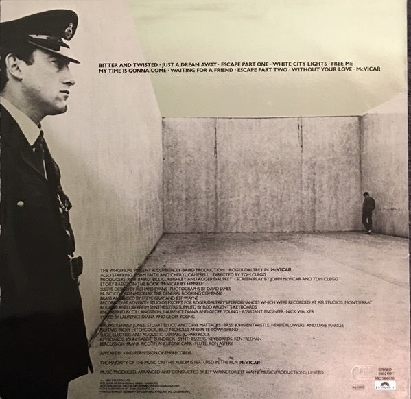 Image of Back Cover of 4714655C: LP - ROGER DALTREY, McVicar (Original Soundtrack Recording) (Polydor; POLD 5034, UK & Europe 1980, Silver German Sleeve)   VG/VG+