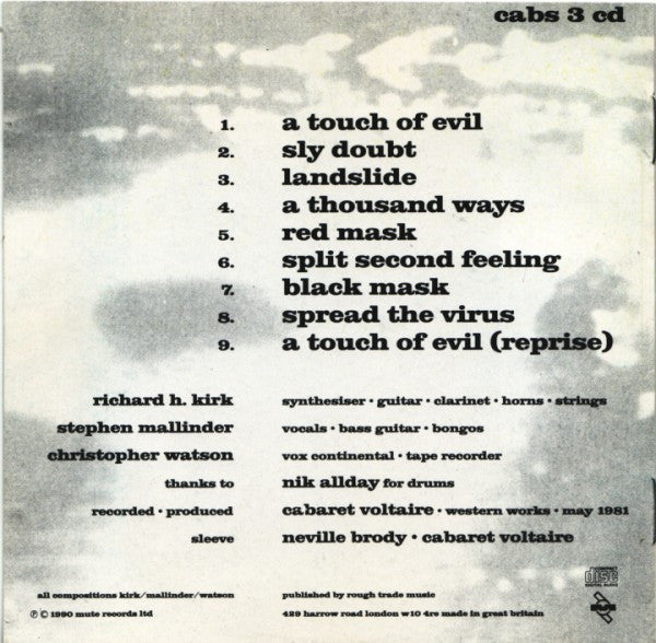 Image of Back Cover of 4734328E: CD - CABARET VOLTAIRE, Red Mecca (Mute; CABS 3 CD, UK 1990, Jewel Case, Booklet)   VG+/VG+