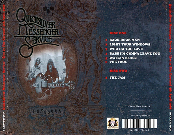 Image of Back Cover of 4734350E: 2xCD - QUICKSILVER MESSENGER SERVICE, Live At The Carousel Ballroom, San Francisco, 4th April 1968 (Bear Records; BEARVP109CD, UK 2008, Jewel Case, Inner)   VG+/VG+