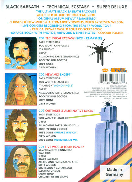 Image of Back Cover of 4854000S: 4xCD - BLACK SABBATH, Technical Ecstasy Super Deluxe (Rhino Records; R2 645955, US 2021)   VG+/VG+