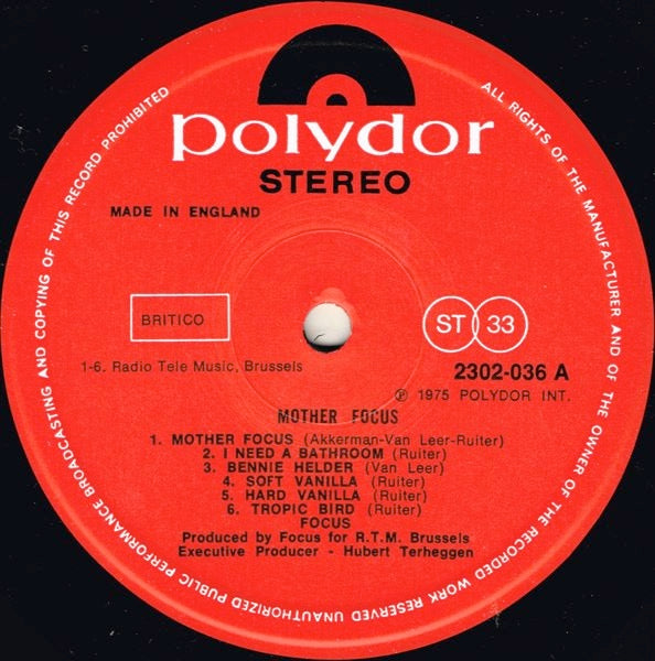 Image of Label Cover of 4814001C: LP - FOCUS, Mother Focus (Polydor; 2302 036, UK 1975) All round Strong VG  VG/VG