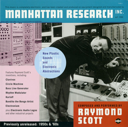 Image of Front Cover of 4844048S: 3xLP - RAYMOND SCOTT, Manhattan Research Inc. (Basta; 30-9045-1, Netherlands 2001, Gatefold, Packaged 3-LP set sold together. Each LP in a gatefold sleeve.) Light surface marks on discs. Edge wear, general wear and some light creasing to sleeves.   VG/VG+