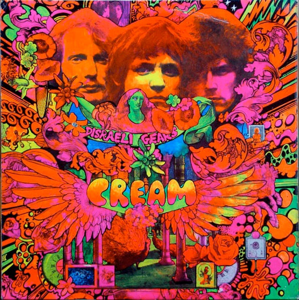 Image of Front Cover of 2324360E: LP - CREAM, Disraeli Gears (Reaction; 594003, UK 1967, Laminated Sleeve Front and Back, Stereo)   VG/G+