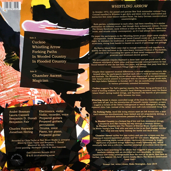 Image of Back Cover of 4824031E: LP - WHISTLING ARROW, Whistling Arrow (God Unknown Records; GOD060, UK 2019, Multicoloured vinyl. Limited Edition.)   VG+/EX