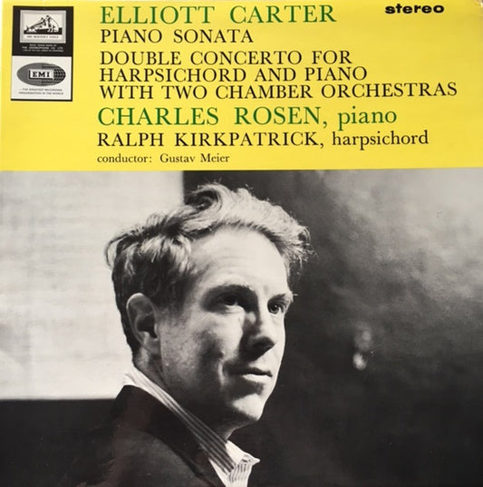 Image of Front Cover of 4824082E: LP - CHARLES ROSEN, RALPH KIRKPATRICK, GUSTAV MEIER, Carter: Piano Sonata / Double Concerto For Harpsichord And Piano With Two Chamber Orchestras (HMV Red, Semi-Circular Nipper Logo; ASD 601, UK 1965, Laminated Flipback Sleeve)   VG+/VG+