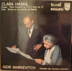 Image of Front Cover of 4824087E: LP - CLARA HASKIL, ORCHESTRE DES CONCERTS LAMOUREUX, IGOR MARKEVITCH, Chopin: Klavierkonzert Nr. 2 F-moll, Op. 21 / Falla: N chte In Spanischen G rten (Philips; SABL 173, UK , Laminated Front Sleeve) Edge and Ring Wear, Click at Start of Side 2  VG/VG