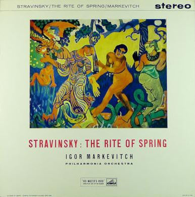 Image of Front Cover of 4824090E: LP - IGOR MARKEVITCH, PHILHARMONIA ORCHESTRA, Stravinsky: The Rite Of Spring (HMV Cream and Gold; ASD 313, UK 1960, Laminated Flipback Sleeve) Surface Noise  VG/G+