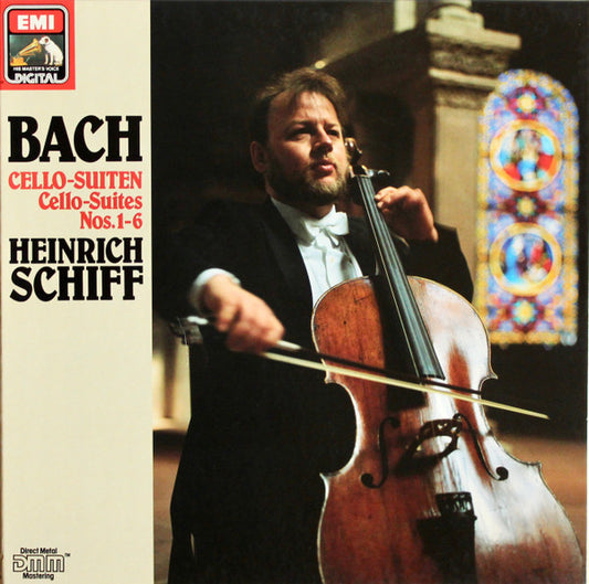 Image of Front Cover of 4824098E: 2xLP - HEINRICH SCHIFF, Bach: Cello-Suiten = Cello-Suites Nos. 1-6 (EMI Digital; 270077 3, Germany 1985, Box Set, Booklet)   VG/VG+