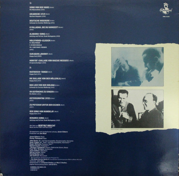 Image of Back Cover of 4844290S: LP - DAGMAR KRAUSE, Angebot & Nachfrage (Lieder Von Brecht / Weill & Eisler) (Hannibal Records; HNBL 1317D, Germany 1986)   VG/VG+