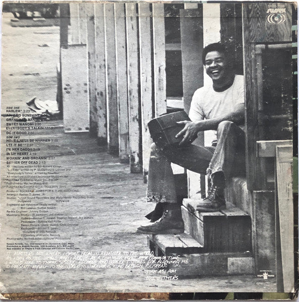 Image of Back Cover of 4844360S: LP - BILL WITHERS, Just As I Am (Sussex; SXBS 7006, US 1971) Light marks only. Edgewear, small tear at opening of sleeve.   VG/VG