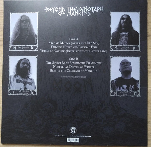 Image of Back Cover of 4824204E: LP - RUNEMAGICK, Beyond The Cenotaph Of Mankind (Hammerheart Records ; HHR 2023-15, Netherlands 2023, Insert, Silver / Black Clear Splatter Vinyl) Stickered Plastic Outer Sleeve  EX/EX