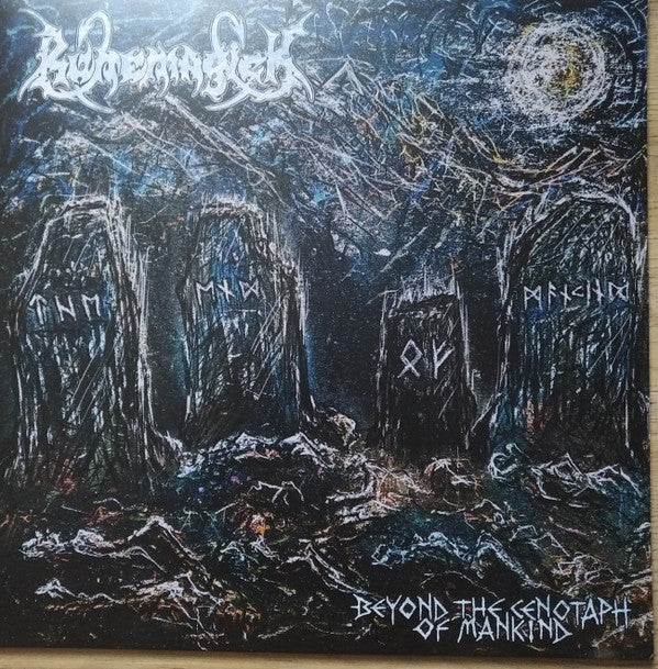 Image of Front Cover of 4824204E: LP - RUNEMAGICK, Beyond The Cenotaph Of Mankind (Hammerheart Records ; HHR 2023-15, Netherlands 2023, Insert, Silver / Black Clear Splatter Vinyl) Stickered Plastic Outer Sleeve  EX/EX
