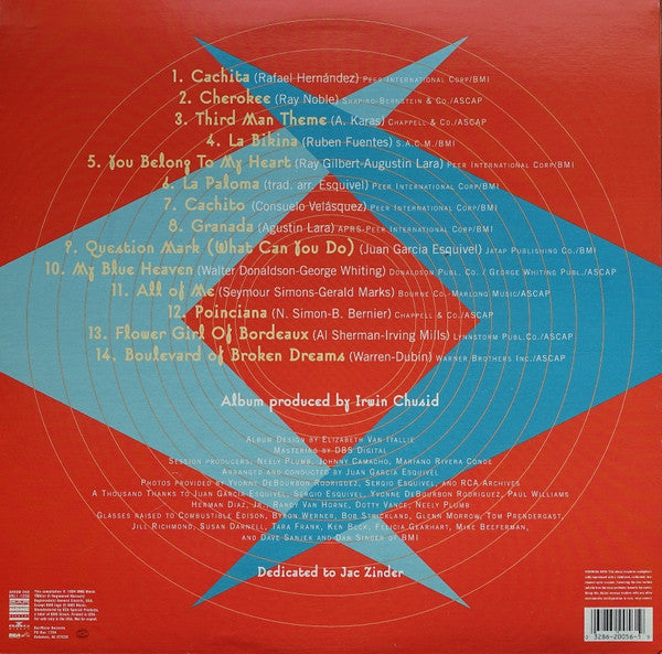 Image of Back Cover of 4844383S: LP - ESQUIVEL, Music From A Sparkling Planet (Bar/None Records; AHAON 056, US 1995, Insert, Red Vinyl, Turquoise Label) Cover still in shrink. Strong VG+.  VG+/VG+