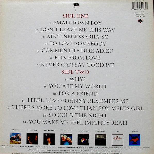 Image of Back Cover of LP - VG/VG - JIMMY SOMERVILLE FEATURING BRONSKI BEAT AND THE COMMUNARDS, The Singles Collection 1984/1990 (London Records, Flag On Labels; 828226-1, Europe 1990, Inner), ,  - 2626276E