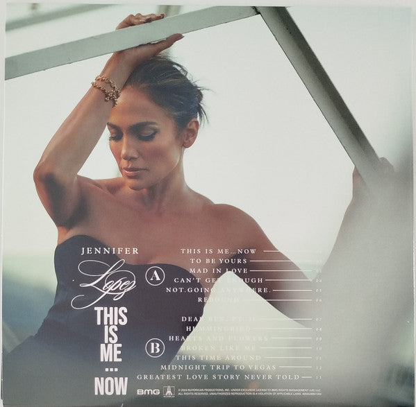 Image of Back Cover of 4844499S: LP - JENNIFER LOPEZ, This Is Me� Now (BMG; 538941301, Worldwide 2024, Glossy Gatefold Sleeve, Inner & Insert, Green Vinyl)   VG+/VG+