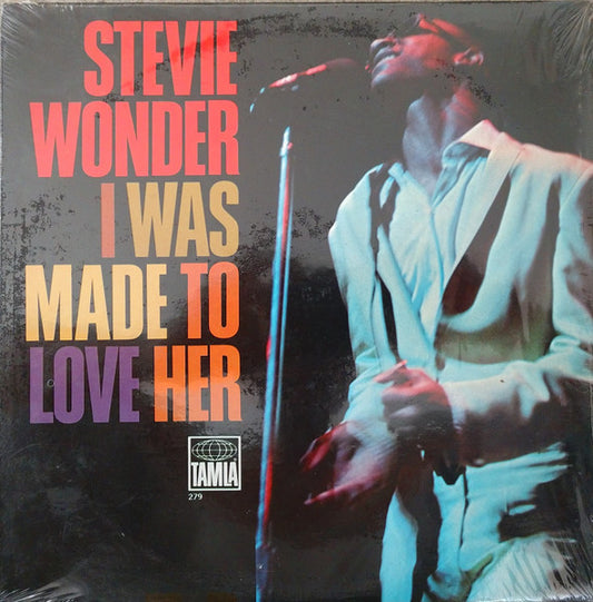 Image of Front Cover of 4844262S: LP - STEVIE WONDER, I Was Made To Love Her (Tamla Twin Globes; 279, US 1967, Pasteback Sleeve, Mono) Strongest G+, some heavy surface marks to B side, causing slight crackle during quieter parts. Split bottom edge, creased  sleeve, ringwear  G+/G+