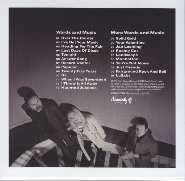 Image of Back Cover of 5014402C: 2xCD - SAINT ETIENNE, Words And Music By Saint Etienne (Heavenly; HVNLP92CDUS, USA & Canada 2012, Slipcase)   VG+/VG+