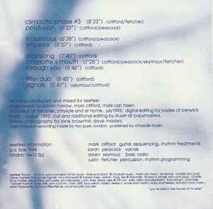 Image of Back Cover of 4834167E: CD - SEEFEEL, Quique (Too Pure; pure cd28, UK 1993, 5 Track Promo, Jewel Case, Booklet)   VG+/VG+