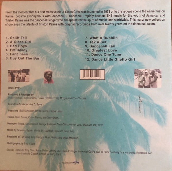 Image of Back Cover of 4814481C: LP - TRISTON PALMA, Spliff Tail (Black Solidarity; BSI LP52, Jamaica 2010s)   VG/VG