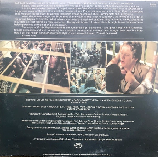 Image of Back Cover of LP - G+/G+ - CURTIS MAYFIELD, Short Eyes OST (Curtom; K56430, UK 1977), Pressing flaw on side 1.,  - 3916507C