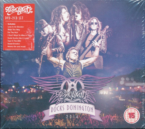 Image of Front Cover of 4834193E: 3xCD - AEROSMITH, Rocks Donington 2014 (Eagle Vision; EAGDV039, Europe 2015, Quadruple Digipak, 2 CD, 1 DVD) was sealed, opened in shop  EX/EX