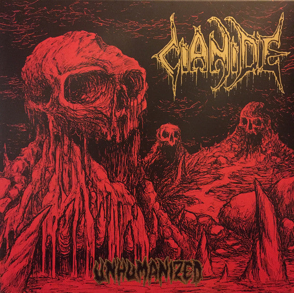 Image of Front Cover of 4924018E: LP - CIANIDE, Unhumanized (Hells Headbangers; HELLS MLP 052, US 2019, Stickered Plastic Sleeve, Red Vinyl) Strong VG+  EX/VG+