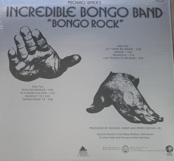 Image of Back Cover of 4924112E: LP - MICHAEL VINER'S INCREDIBLE BONGO BAND, Bongo Rock (Mr Bongo ; MRBLP118, UK & Europe 2014 Reissue, Stickered Shrink) Strong VG  VG/VG