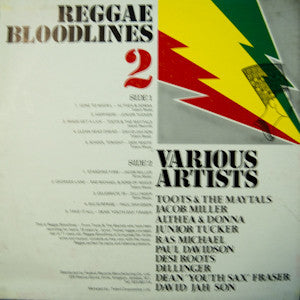 Image of Back Cover of 4944091S: LP - VARIOUS ARTISTS, Reggae Bloodlines 2 (Reggae Bloodlines; , Jamaica 1980s) Light wear on sleeve.  VG/VG+