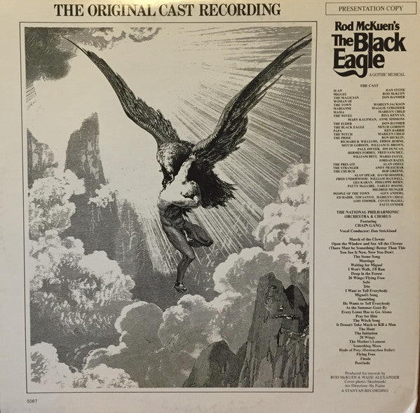 Image of Back Cover of 4944070S: LP - ROD MCKUEN, The Original Cast Recording Rod McKuen's The Black Eagle: A Gothic Musical (Stanyan Records; 5087, US 1978, Gatefold) Light Marks only.  VG/VG