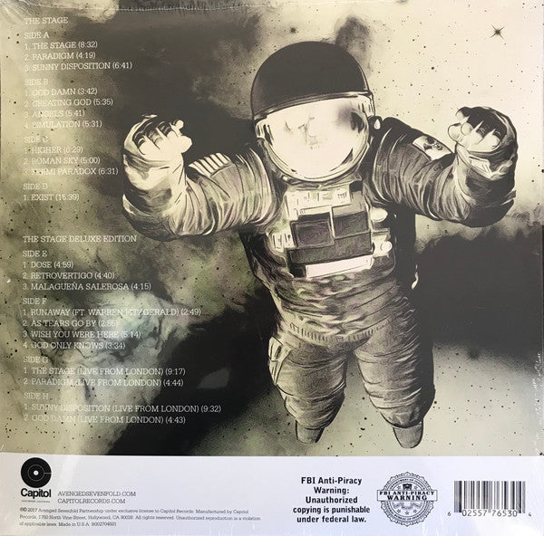 Image of Back Cover of 4924222E: 4xLP - AVENGED SEVENFOLD, The Stage (Capitol Records ; B002704501, USA & Europe 2018, Lenticular Gatefold Sleeve, Insert, 180 Gram Vinyl, Deluxe Edition) Sleeve Slightly Squashed  VG+/EX