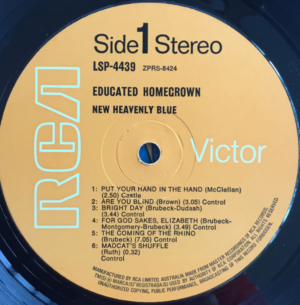 Image of Label Cover of 4924250E: LP - NEW HEAVENLY BLUE, Educated Homegrown (Rca Victor ; LSP-4439, Australia 1971, Laminated Front Sleeve)   VG/VG
